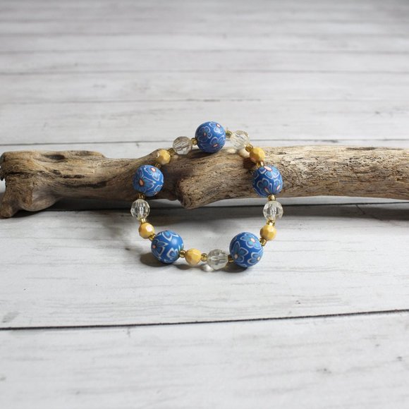 Handcrafted Women's Beaded Elastic Stretch Bracelet Artisan Jewelry - Picture 3 of 6